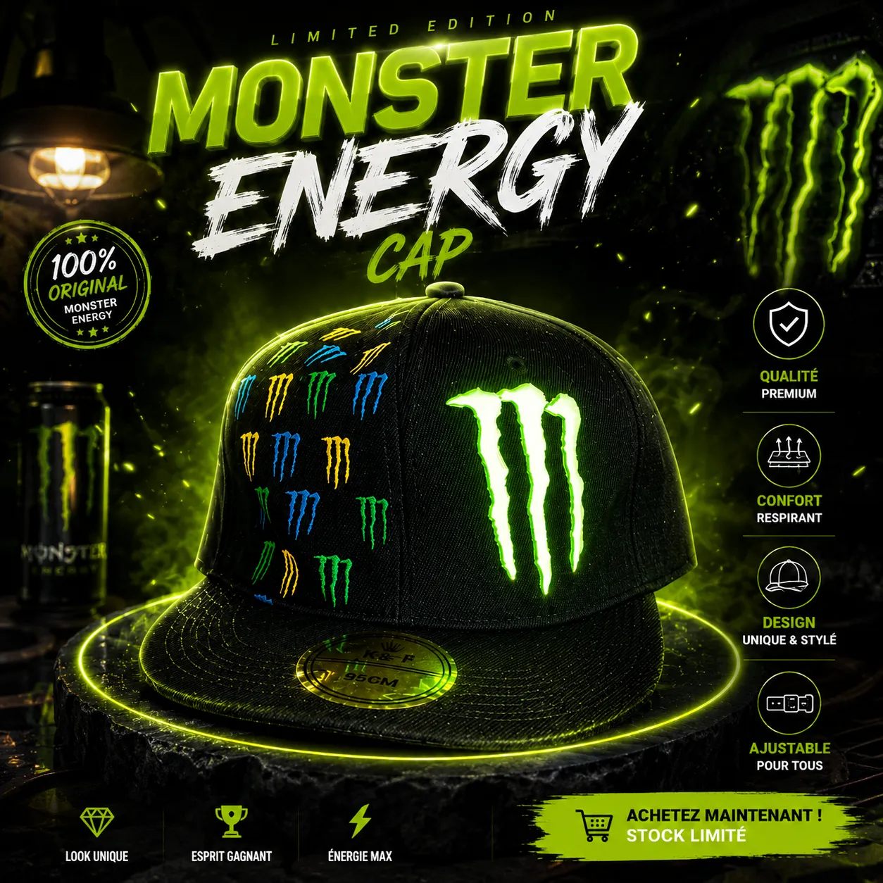 قبعة :Monster Energy Snapback Cap