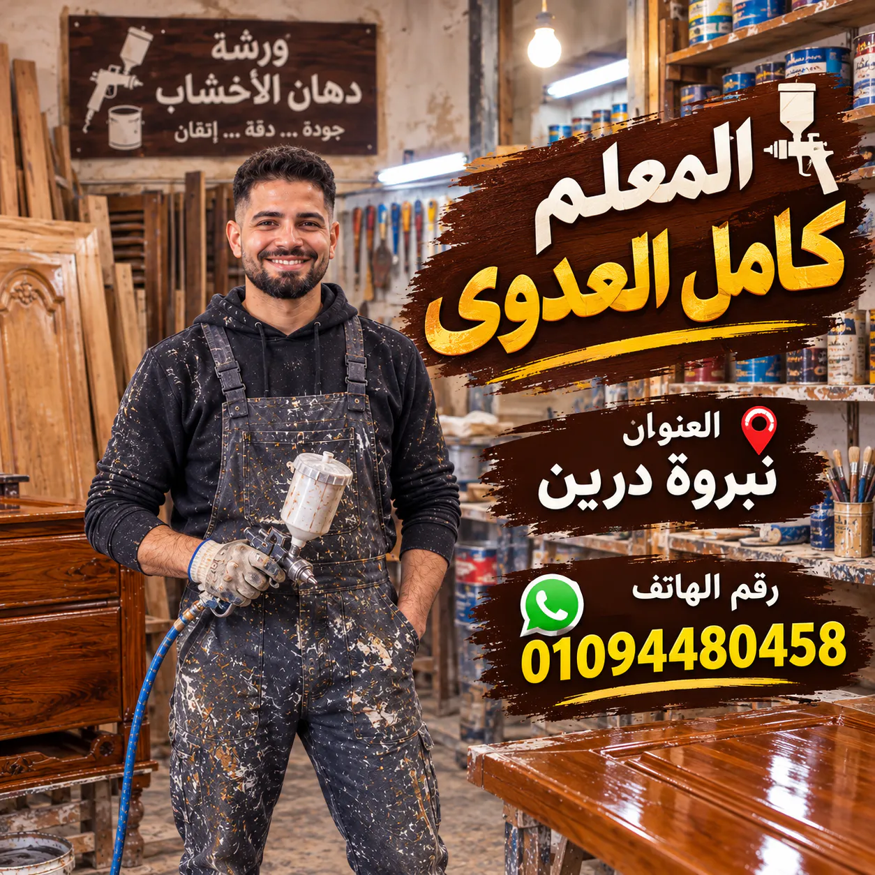 استرجى دهان موبليا وابواب ومطابخ وترميم الاثاث القديم وتجديدة
دهان دوكو بجميع انواعة باعلى مستوى ولاكية واستر وشروازية ودهان الكريستال افيكت🤍❤️